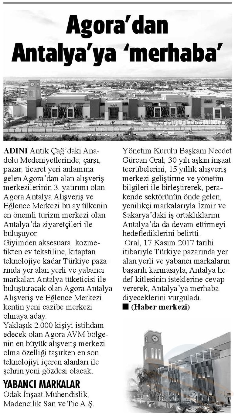 AGORA'DAN ANTALYA'YA 'MERHABA'